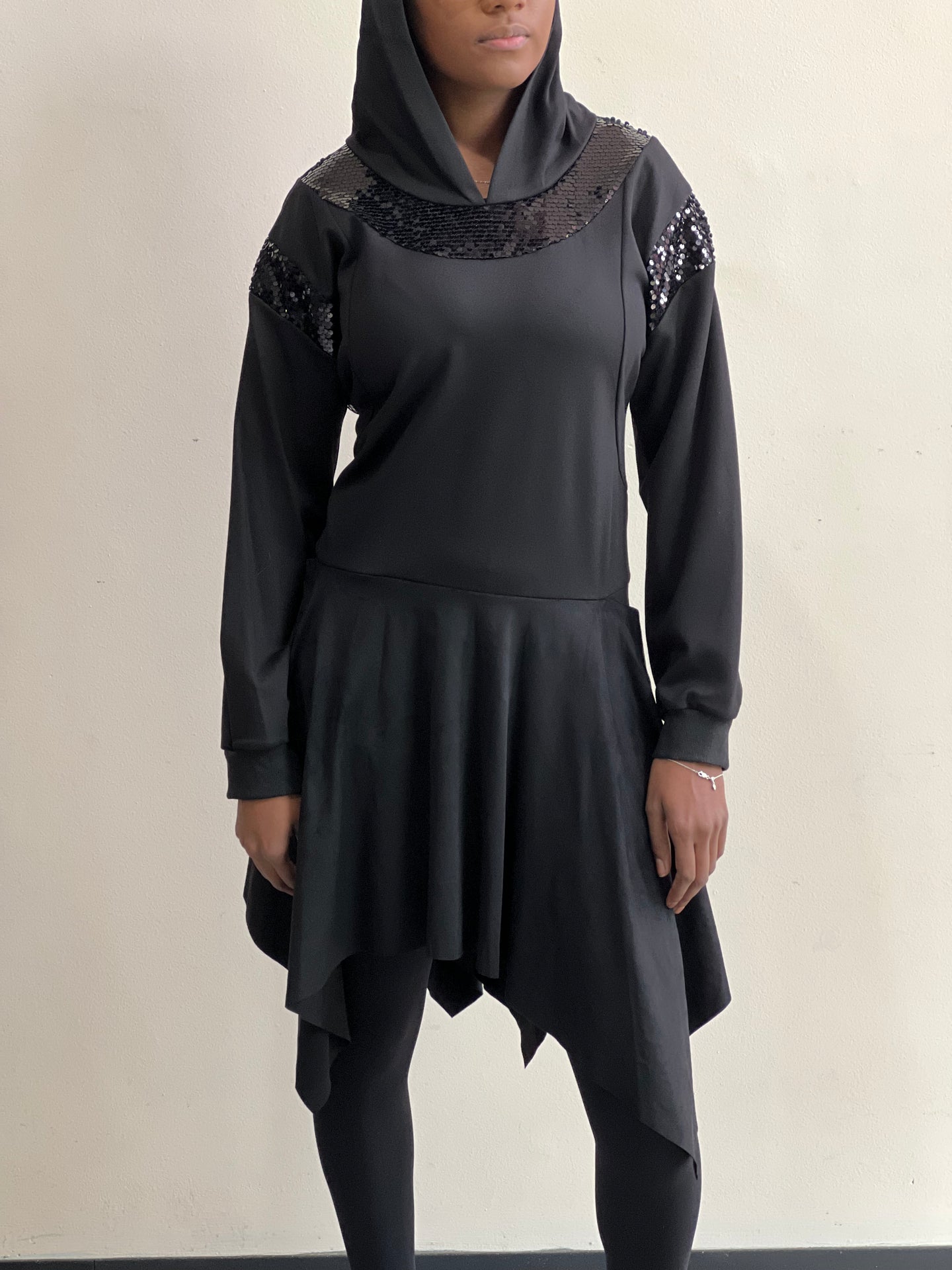Tunic Dress w/ Sequin Hood